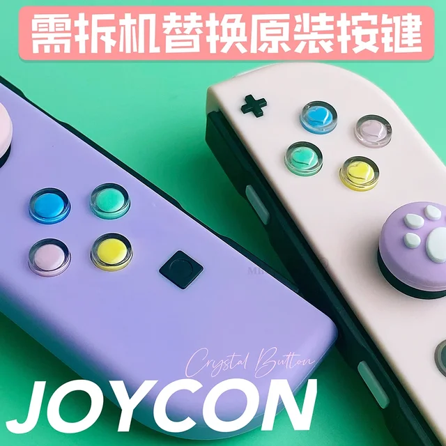 Kryształowe, kolorowe przyciski kierunkowe ABXY do kontrolera Switch NS OLED, zamienniki przycisków L R Joycons + nakładki na analogi