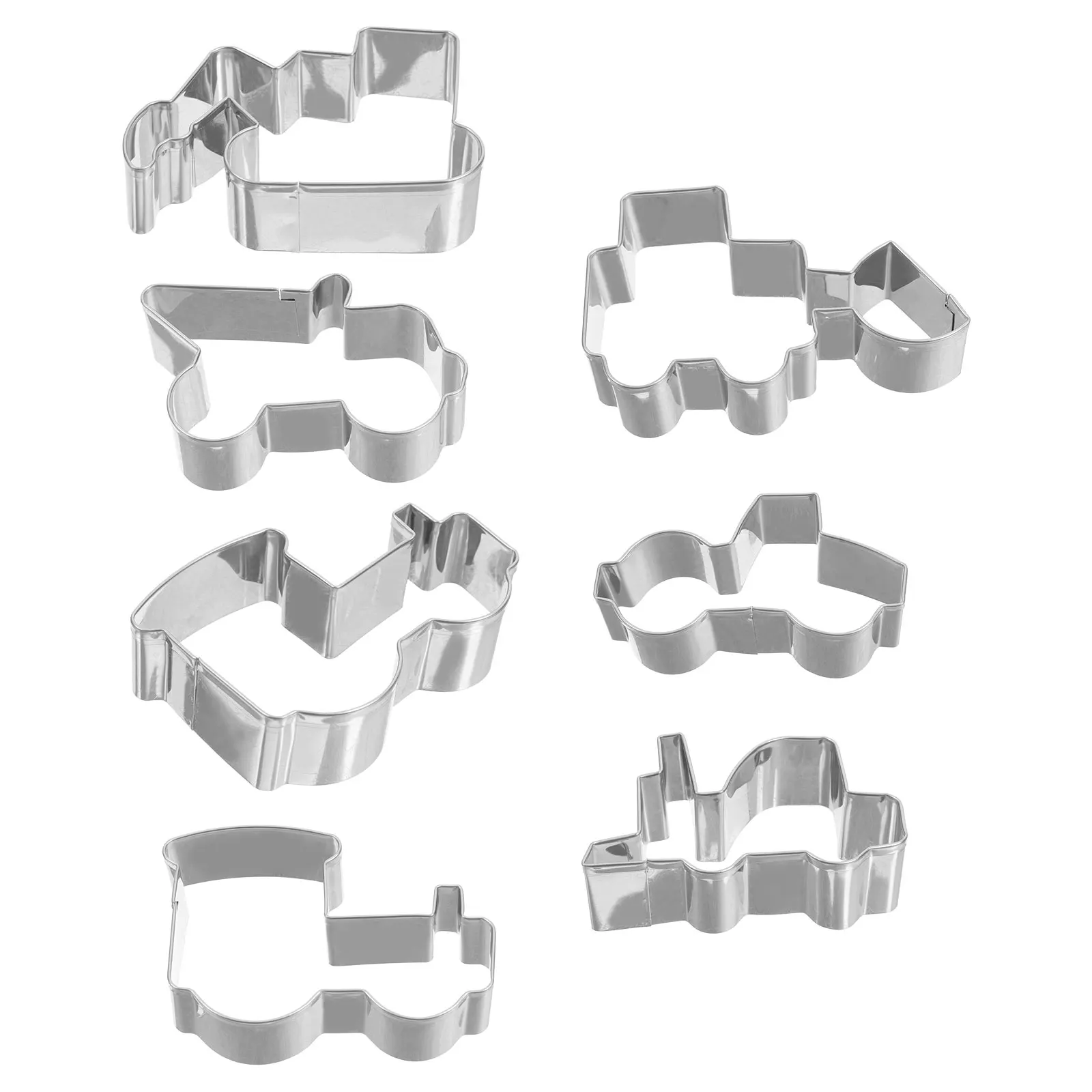 

7 Pcs Engineering Car Biscuit Mold Pickup Truck Excavator Construction Stainless Steel Cookie Stamps Baking Molds Sugar Candy