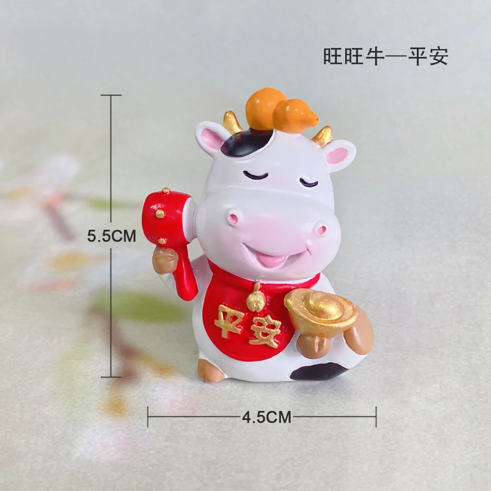 Cute Cow Small Statue Little Figurine Crafts Figure Ornament Miniatures Room Decor Home Ornaments