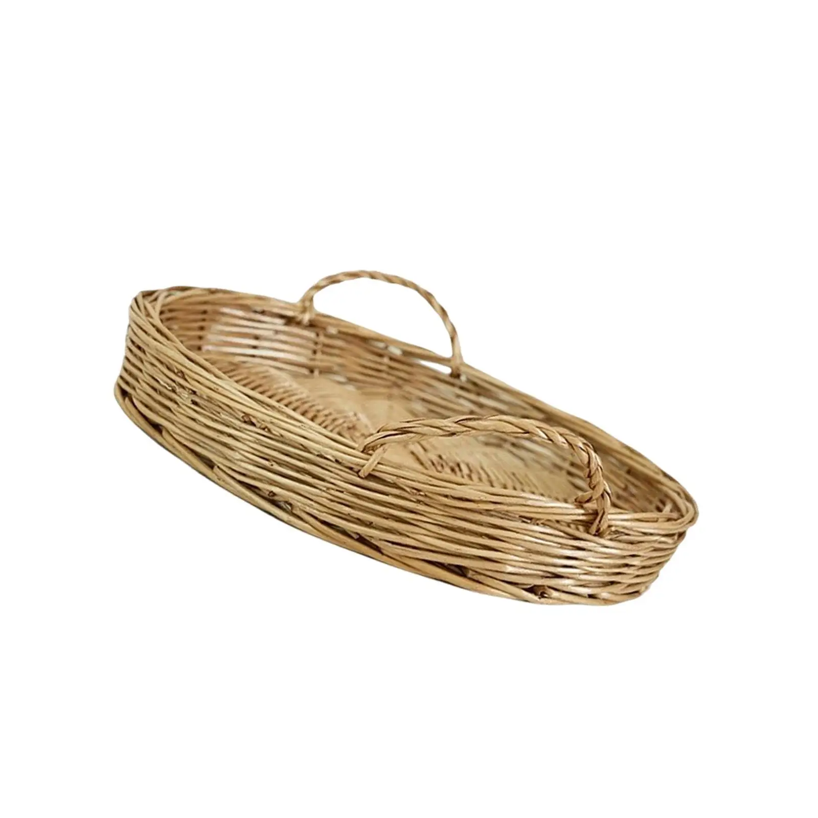 Handwoven Basket Plate Fruit Storage Dish DIY Ornament Handmade Stackable Home