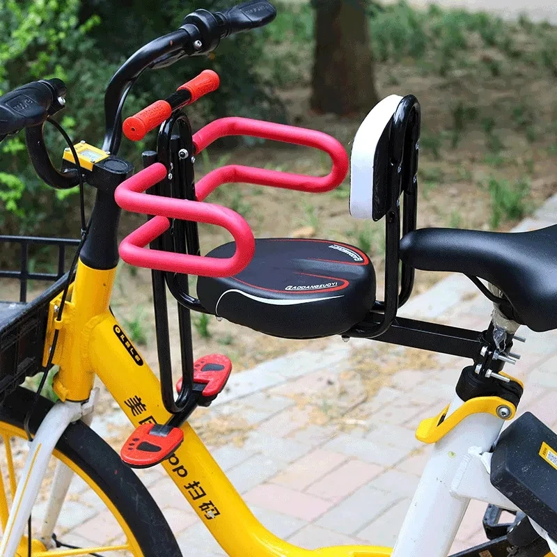 Children Bicycle Seat Mountain Bike Safety Seat Kid Bicycle Front Seat with Backrest Footrest ElectricBike Seat Bike Saddle