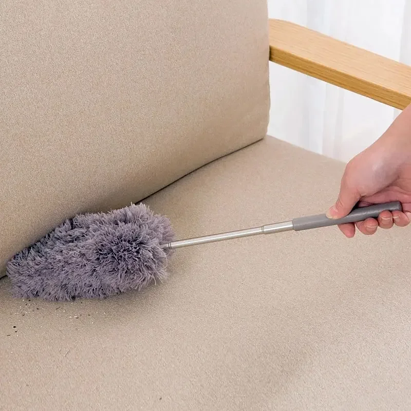Retractable Duster Stainless Steel Long Handle Dusting Brush Car Household Cleaning Tools Microfiber Dust Chicken Feather image 2