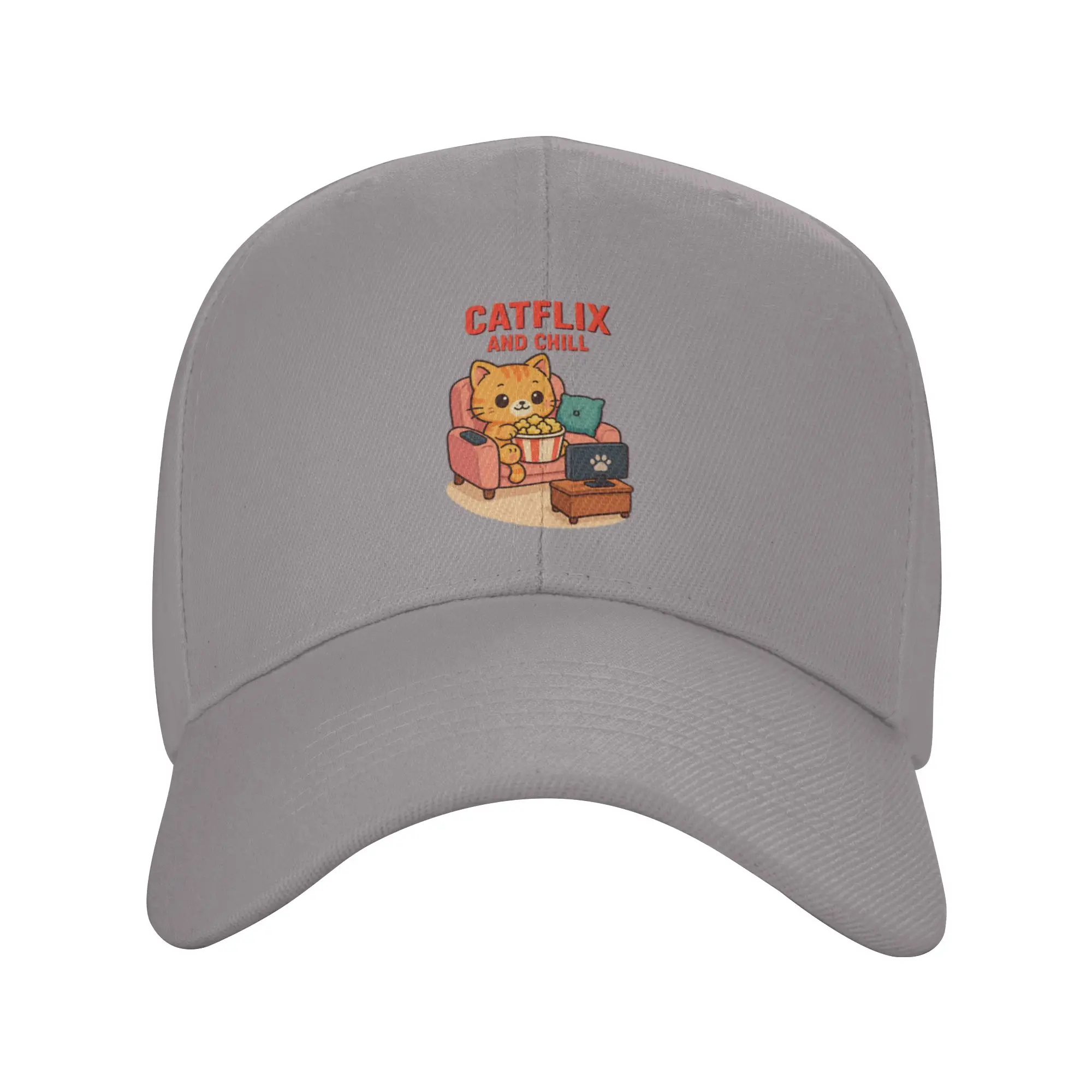 Catflix and Chill Trendy Baseball Cap Birthday Party Unisex Peaked Cap