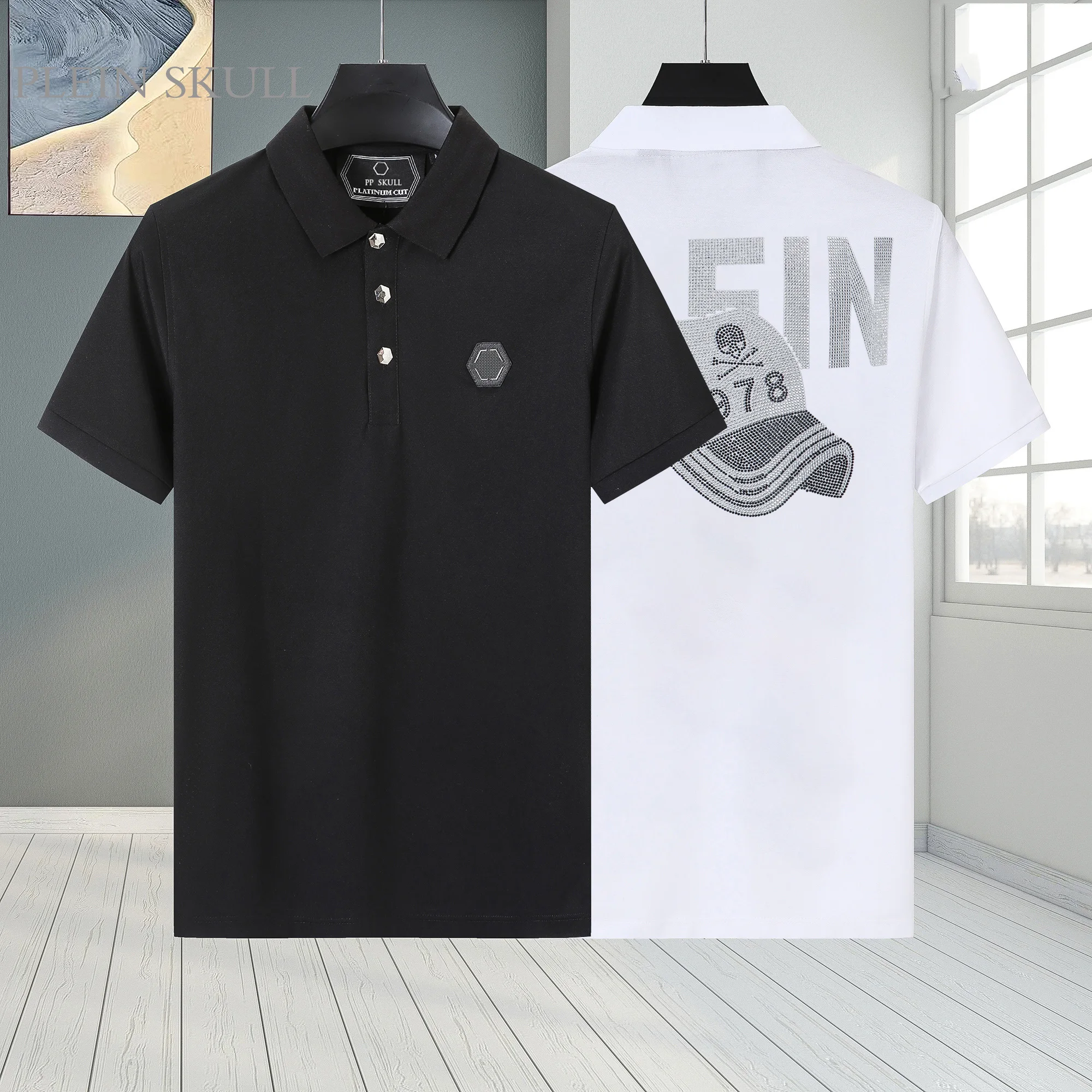 NUOYI PLEIN Spring Summer New Men's Lightweight Polo Shirt Breathable Cotton Outdoor Sports T-shirt Punk Street Hip Hop Top