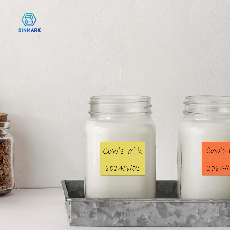 SINMARK 휴대용 프린터용 다채로운 라벨 감열지 스티커, P15 방수 자체 접착 라벨 용지