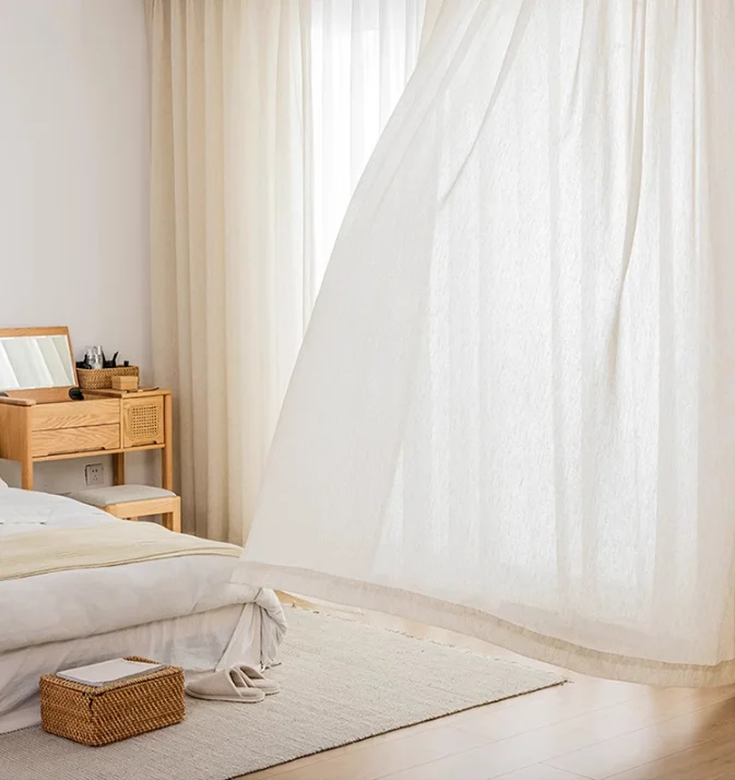 Retro Wabi-sabi Log Style Linen Curtains Living Room Bedroom Curtains