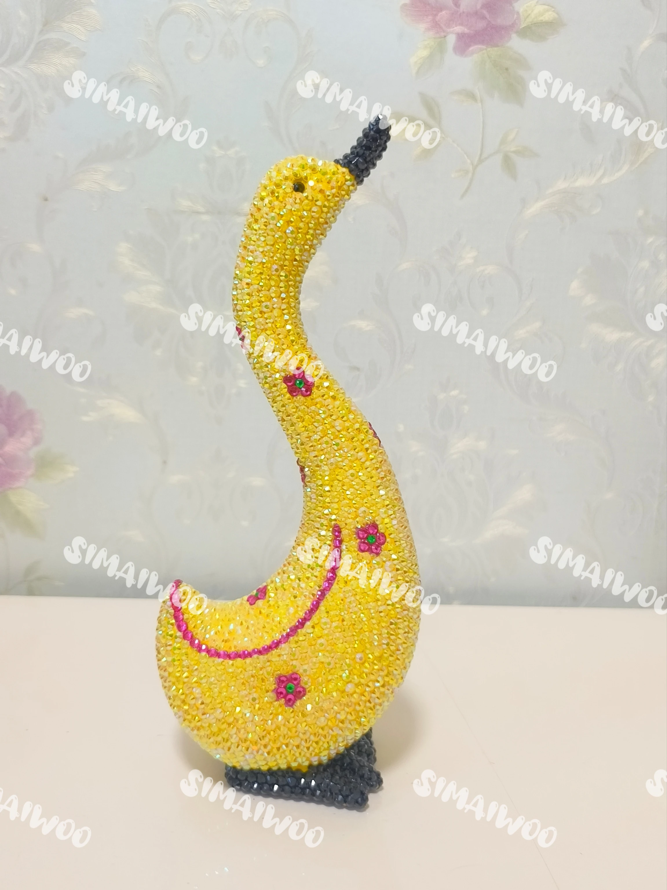 Handgefertigte Strass-Gelbe Ente, Paar-Figur, Diamant, glitzernd, niedliches Tier, Heimdekoration, Mosaik, Kreuzstich, Weihnachtsgeschenk – Detail 4