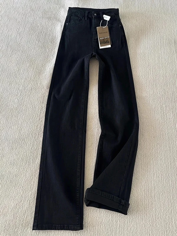 

Pure Bla Fce Lined Straight Leg Jeans Men's Slim Fit Bell Bot Casual Wear Cotton Polyester Blend Winter Wear