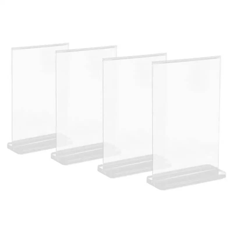 

4pcs Acrylic Sign Holder Picture Frame Display Stand Clear Paper Table Menu Stands For Wedding Office Restaurant Display Card