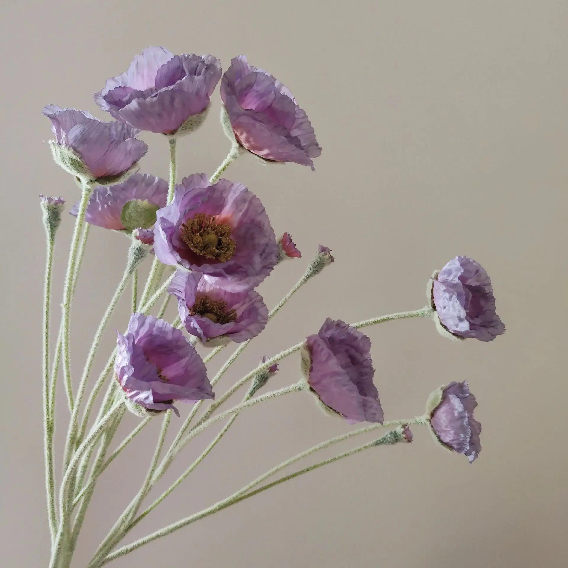 5 Stück künstliche beflockte Mohnblumen für Heimdekoration, Seidenmohn, Brautstrauß, Hochzeitsdekoration, Party, künstliche Blumenarrangements – Detail 27