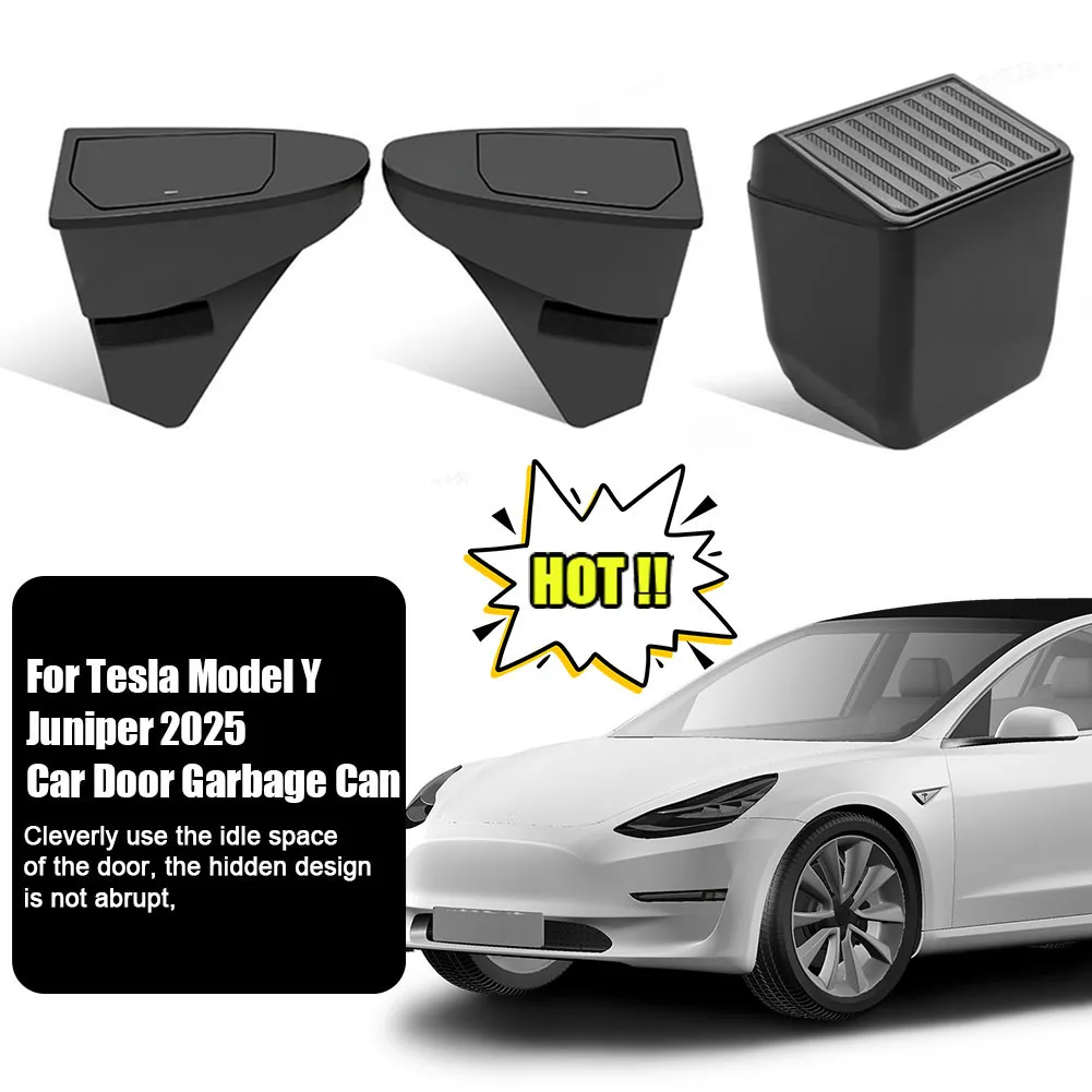 

Front Door Trash Can For Tesla Model Y Juniper 2025 Rear Central Control Garbage Bin Waterproof Storage Box Car Access C7O6