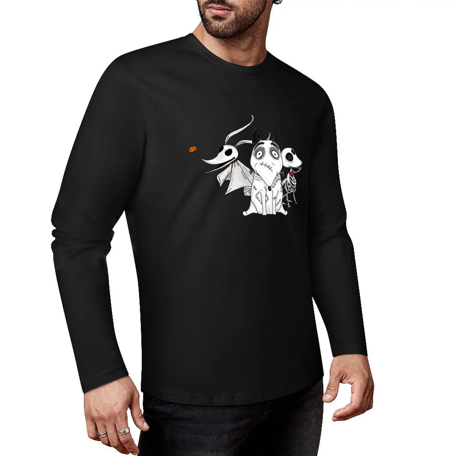 

ZERO, SCRAPS and SPARKY dog Tim Burton Movies Long T-Shirt Oversized t-shirt boys animal print shirt t-shirts man Men's clothing