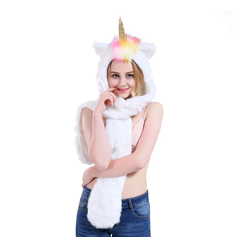 

LED Light Up Beanie Faux Fur Festival Rave Cat Scarf Gloves Women Hat