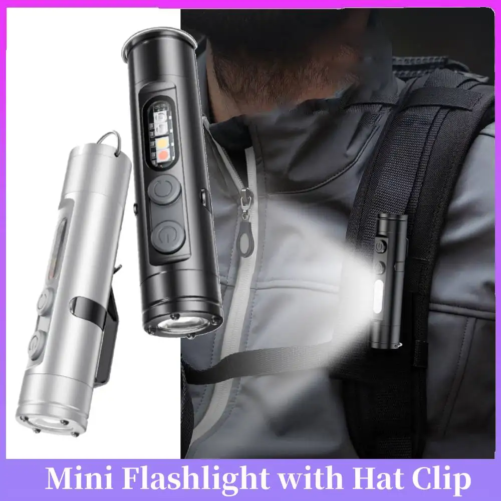 ミニ懐中電灯緊急トーチ充電式磁気 LED 懐中電灯ハットクリップ付き超高輝度キャンプライト屋外ライト