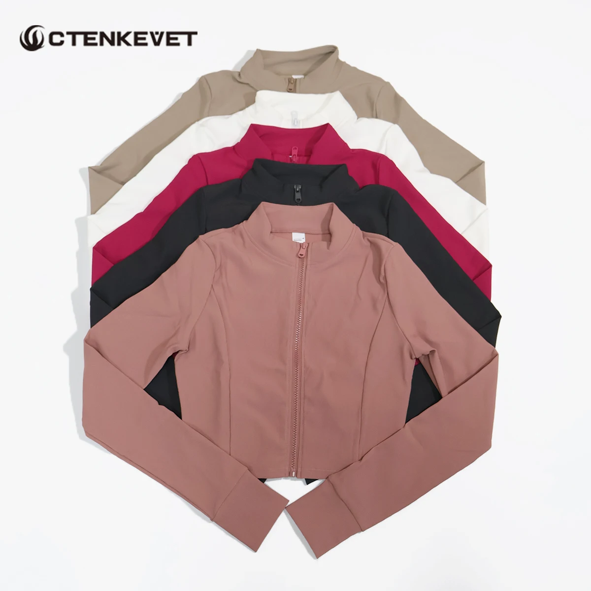 

Женская спортивная куртка Ctenkevet с высоким воротником на молнии, облегающая, с длинными рукавами, для йоги и тренировок, верхняя одежда для занятий спортом на открытом воздухе