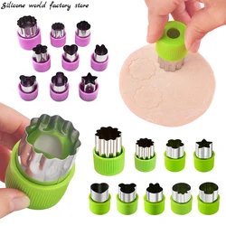 Silicone world 9Pcs/set Cookie Cutter Embosser Vegetable Cutter Portable Stainless Steel Fruit Cutting Die Kitchen Baking Tools