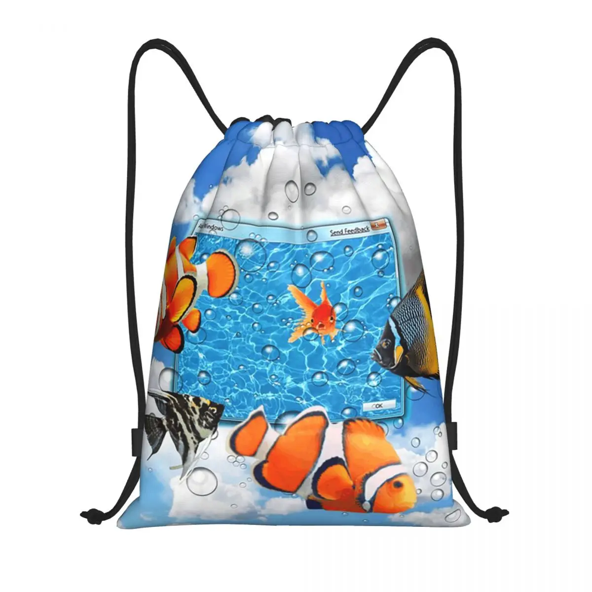 

Рюкзаки Swiming Frutiger Aero Fish, модные сумки на шнурке, сумки для хранения, сумки для книг для мужчин и женщин, школьные сумки