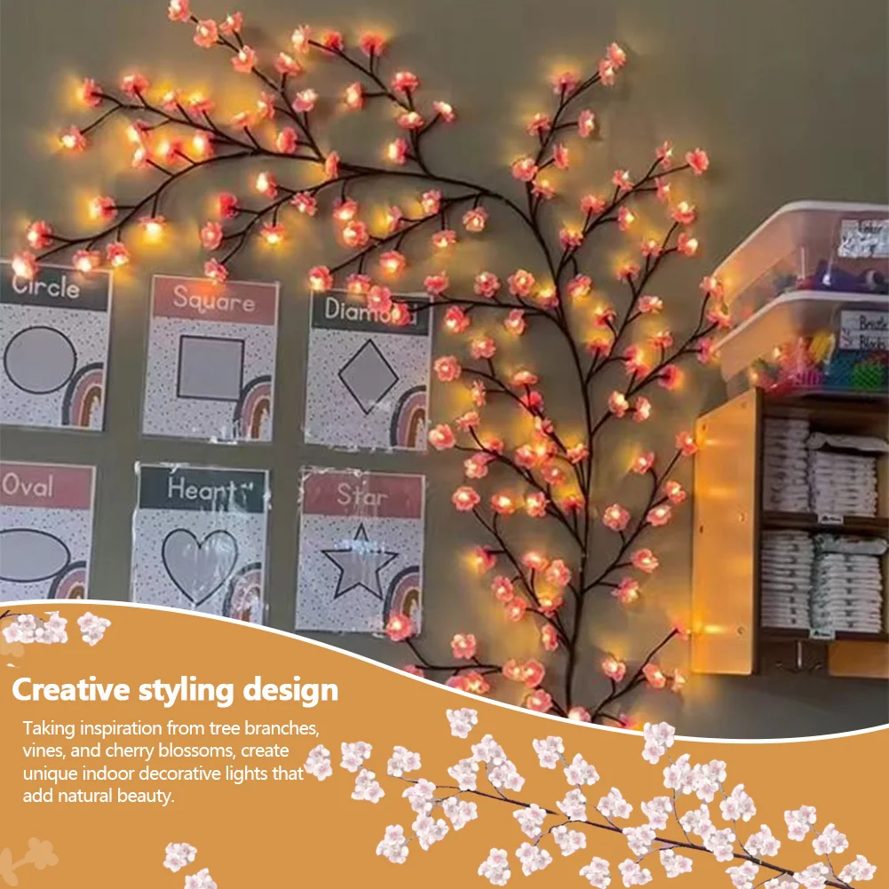 LED Cherry Blossom Branch Light Remote Control Lighted Artificial Flowers Cherry Blossom Fairy Lights for Home Bedroom Decor