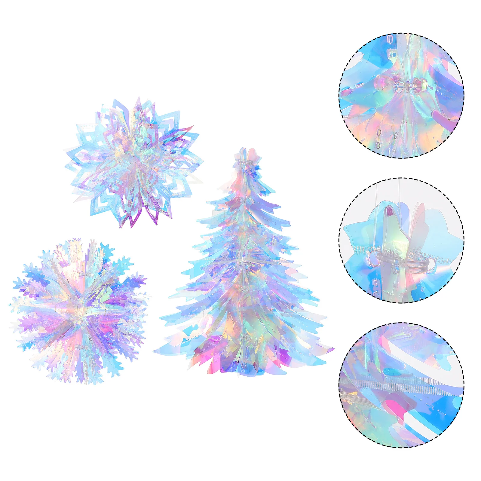 

3Pcs Xmas Tree Hanging Decorations Decorative Iridescent Christmas Pendants Festival Party Supplies Hanging Props