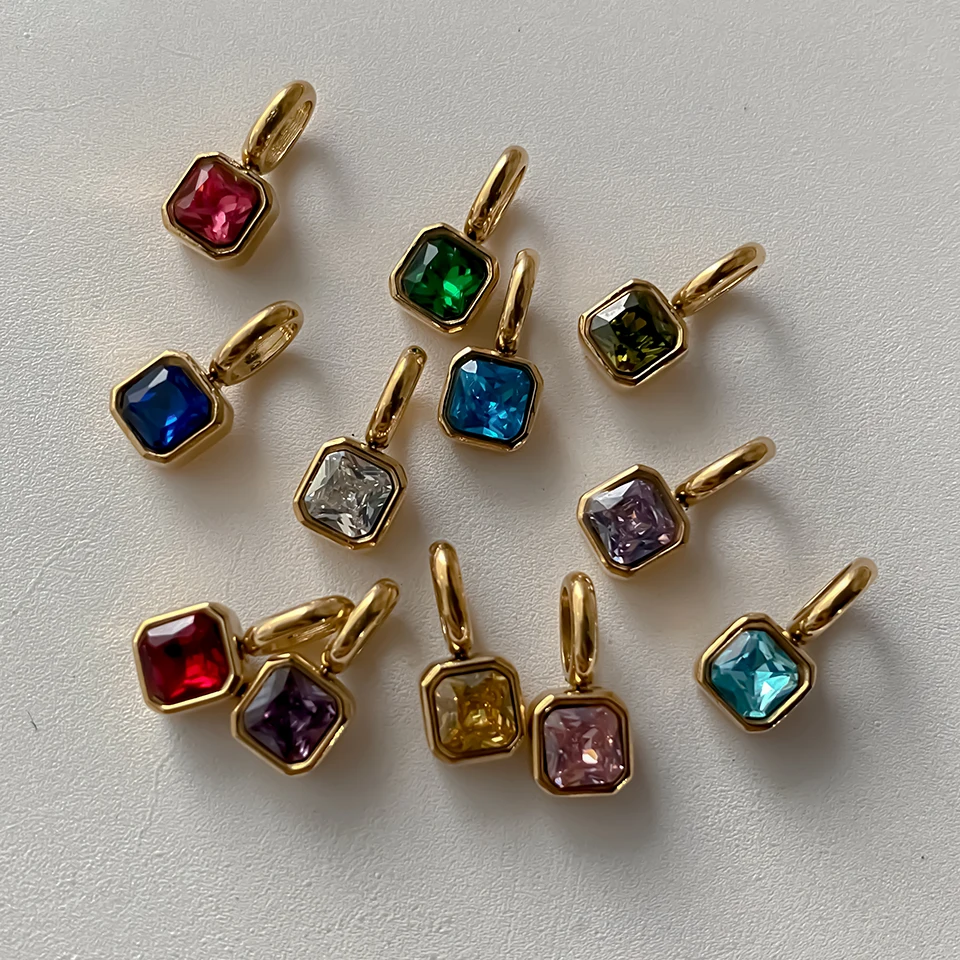 EMANCO Edelstahl Klassische Oktagon Geburtsstein-Anhänger 14K Vergoldeter Anhänger für DIY Schmuckherstellung Halskette – Detail 8
