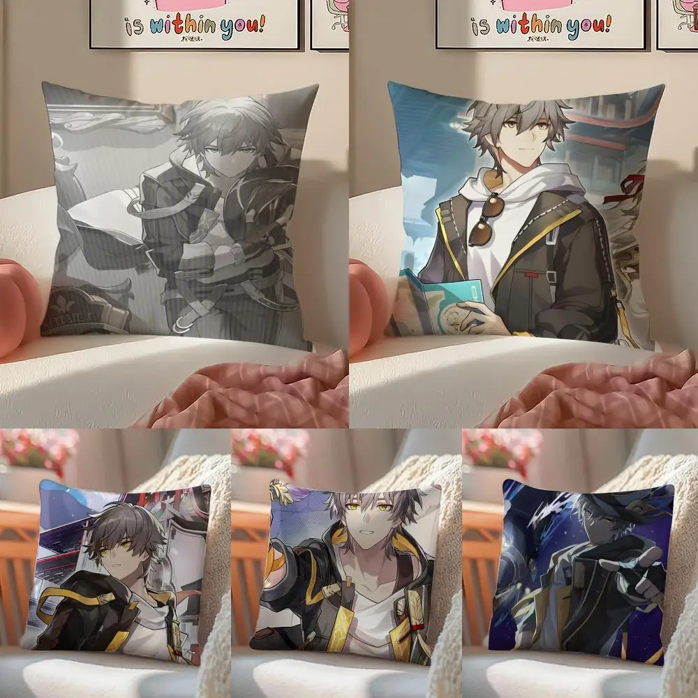 C-Caelus Star Rail Game Lead Cushion Cover Pillowcase Short Plush Invisible zipper Room Sofa Cushion Cover