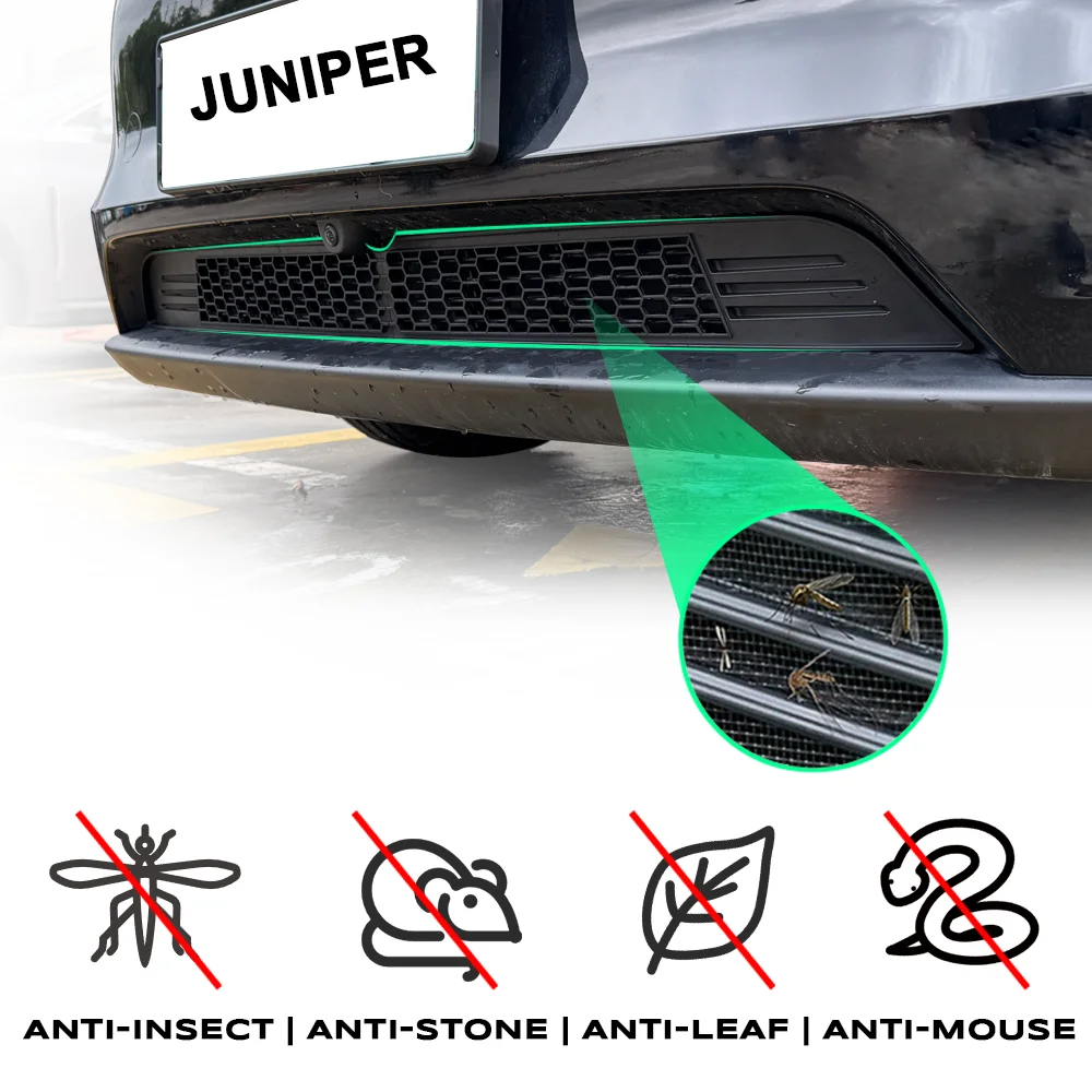 ل تسلا نموذج Y 2025 إطلاق المصد السفلي مكافحة الحشرات صافي مكافحة الغبار برهان الداخلية تنفيس غطاء مصبغة غطاء أمامي مقاوم للحشرات