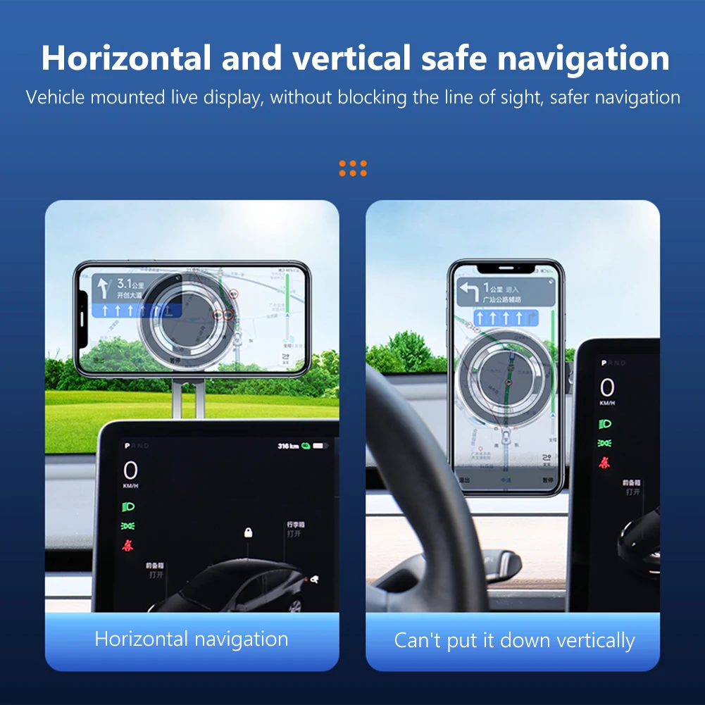 حامل هاتف سيارة غير مرئي قابل للتعديل طوي الجانب التوسع قوس 360 درجة الدورية سبائك الألومنيوم ل تسلا نموذج 3/Y/X/S