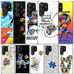 Autism Support Puzzle Silicon Call Phone Case For Samsung Galaxy S23 S24 Ultra S21 S20 FE S22 S10 Plus S10E S9 S8 + Cover Funda