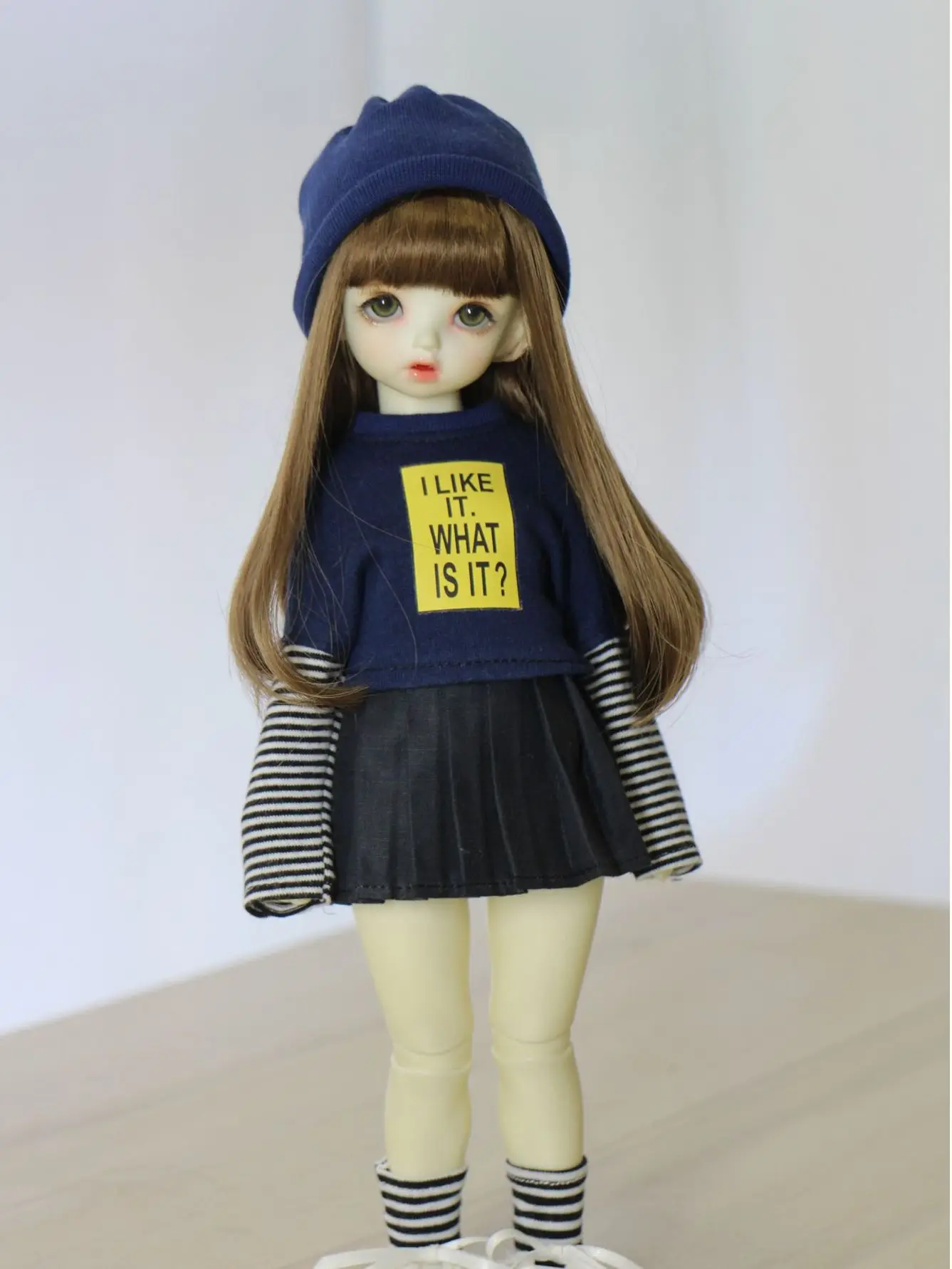 

BJD doll clothes set for 1/3 1/4 1/6 size bjd cute stitching print sweater hat 1/3 1/4 1/6 set doll accessories (three points)