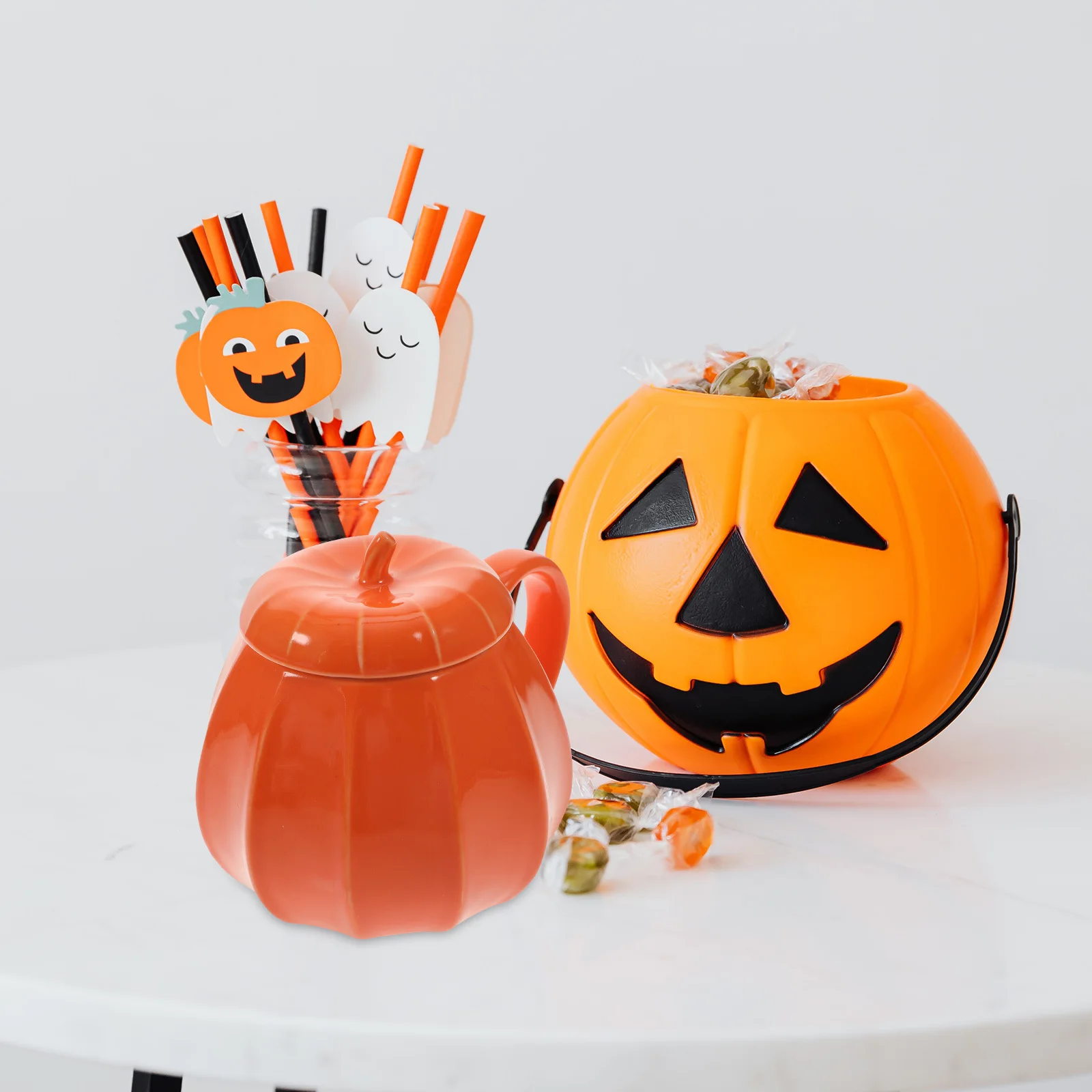 

Ceramic Coffee Milk Cup Pumpkin Shape Halloween Water Cup Eco-Friendly Safe Creative Design Ergonomic Handle Home Office