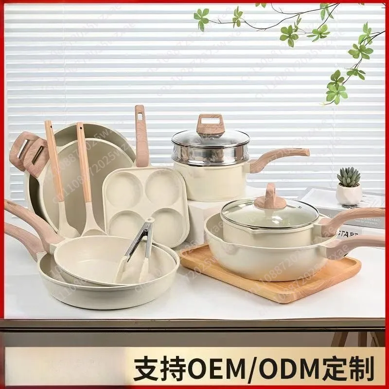 Stone wok, marble non-stick , frying , milk , soup pan, household pot set, universal induction cooker.