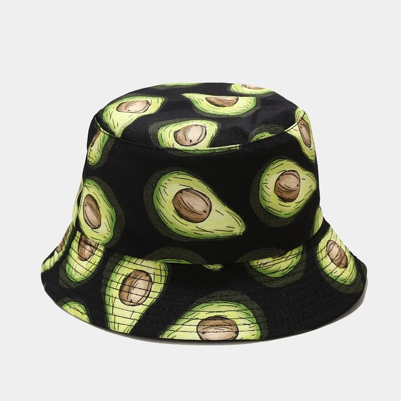 Kreative bedruckte Eimerkappe mit Fruchtmuster, Unisex, Freizeit-Fischerhut für den Außenbereich, Sommer-Strand-UV-Schutz-Sonnenhut, Panama-Bob – Detail 5