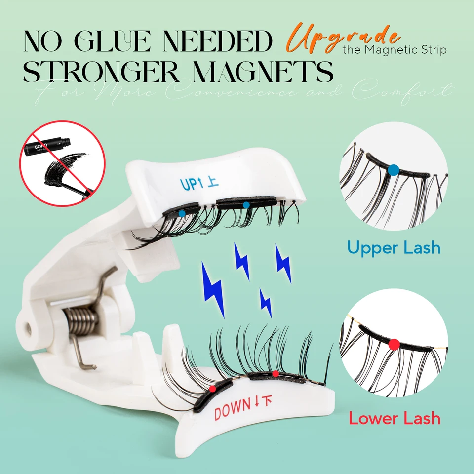 VYRILA Pestañas Magnéticas Suaves Sin Pegamento Reutilizables Aspecto Natural 3D Fáciles de Aplicar Kit de Pestañas Magnéticas para Maquillaje de Ojos 4