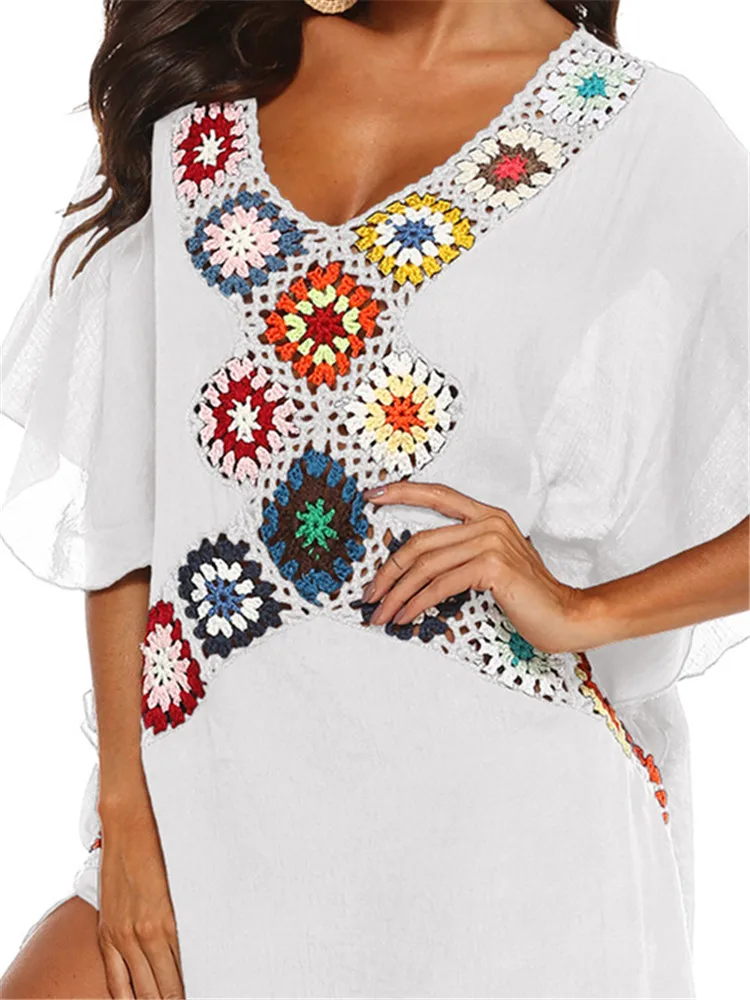 Mujer Beach Dress Bikini Cover Up White Beachwear Long Dresses Summer Sundress Cover Ups saida de praia feminina 2024 vestidos