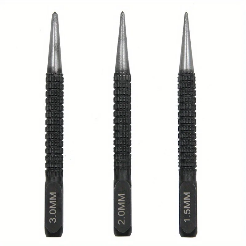 3PCS Center Punch Positioning Punch Drilling Fixer Black Cylindrical Nail Punch Pin Tool Accessories