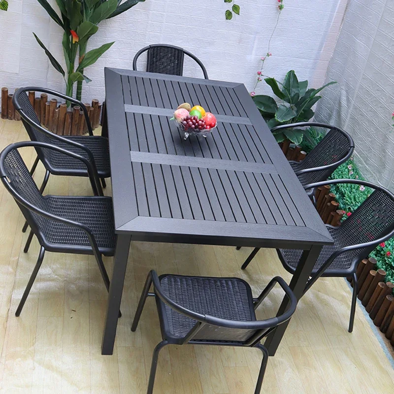 Meja Luar Ruangan Nordik Mewah Kursi Meja Luar Ruangan Hitam Modern Minimalis Kursi Taman Jardin Mobiliario Furnitur Luar Ruangan