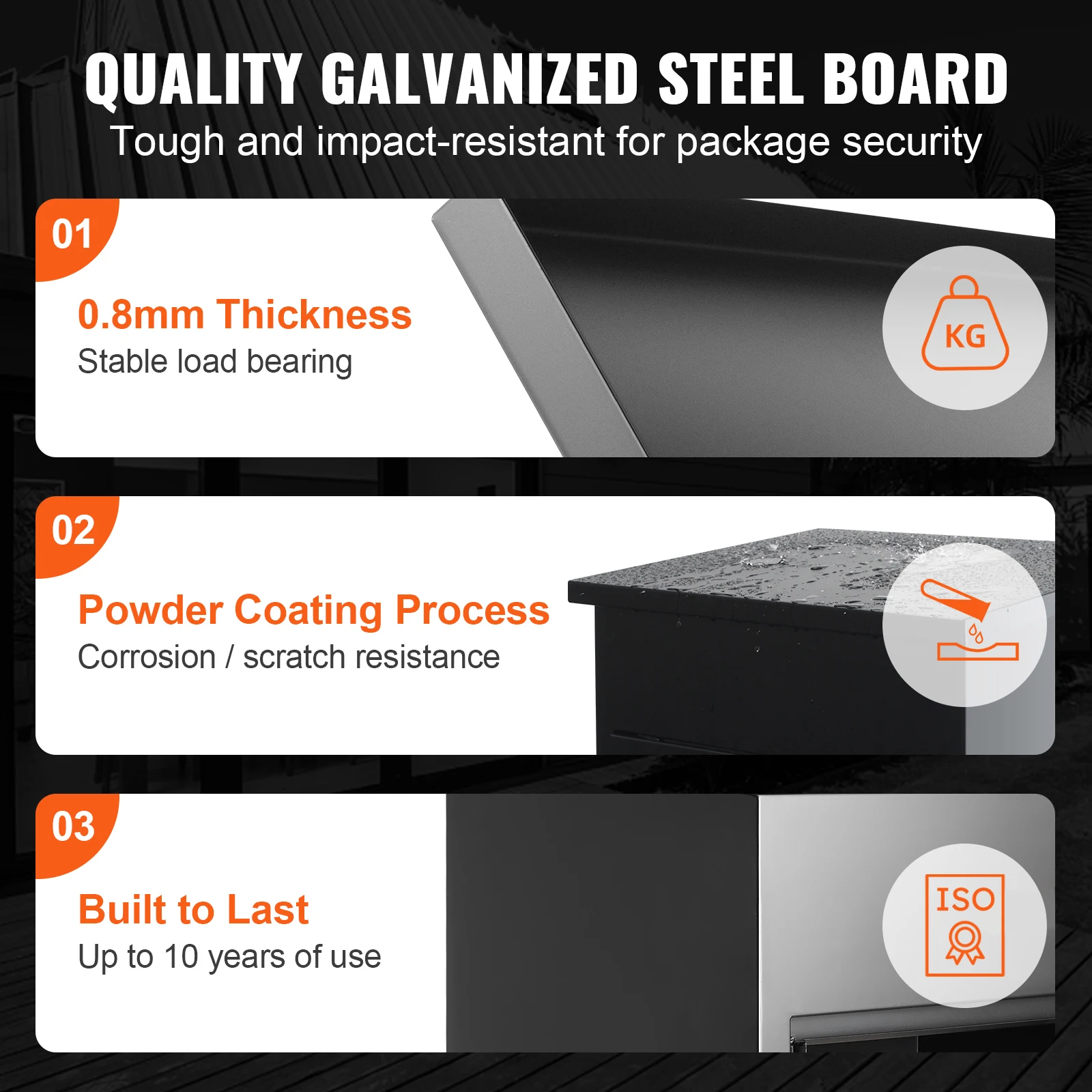 صندوق بريد مضاد للسرقة مثبت على الحائط من SucceBuy IPX3 صندوق توصيل مقاوم للماء لصندوق بريد قفل تخزين كبير خارجي للمنزل #5