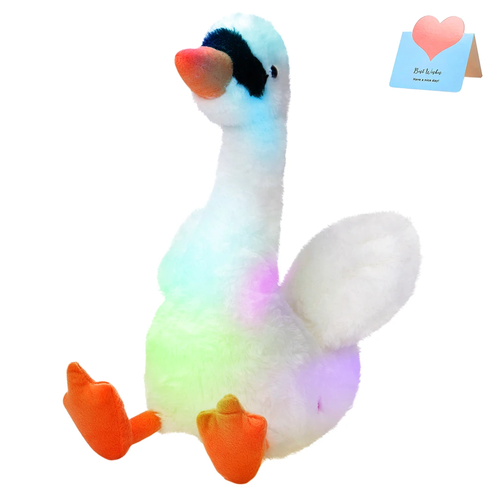 

35cm Stuffed Animals Toys with LED Light Throw Pillows Soft White Swan Dolls Toy Birthday Children's Day Gift for Girls Kids