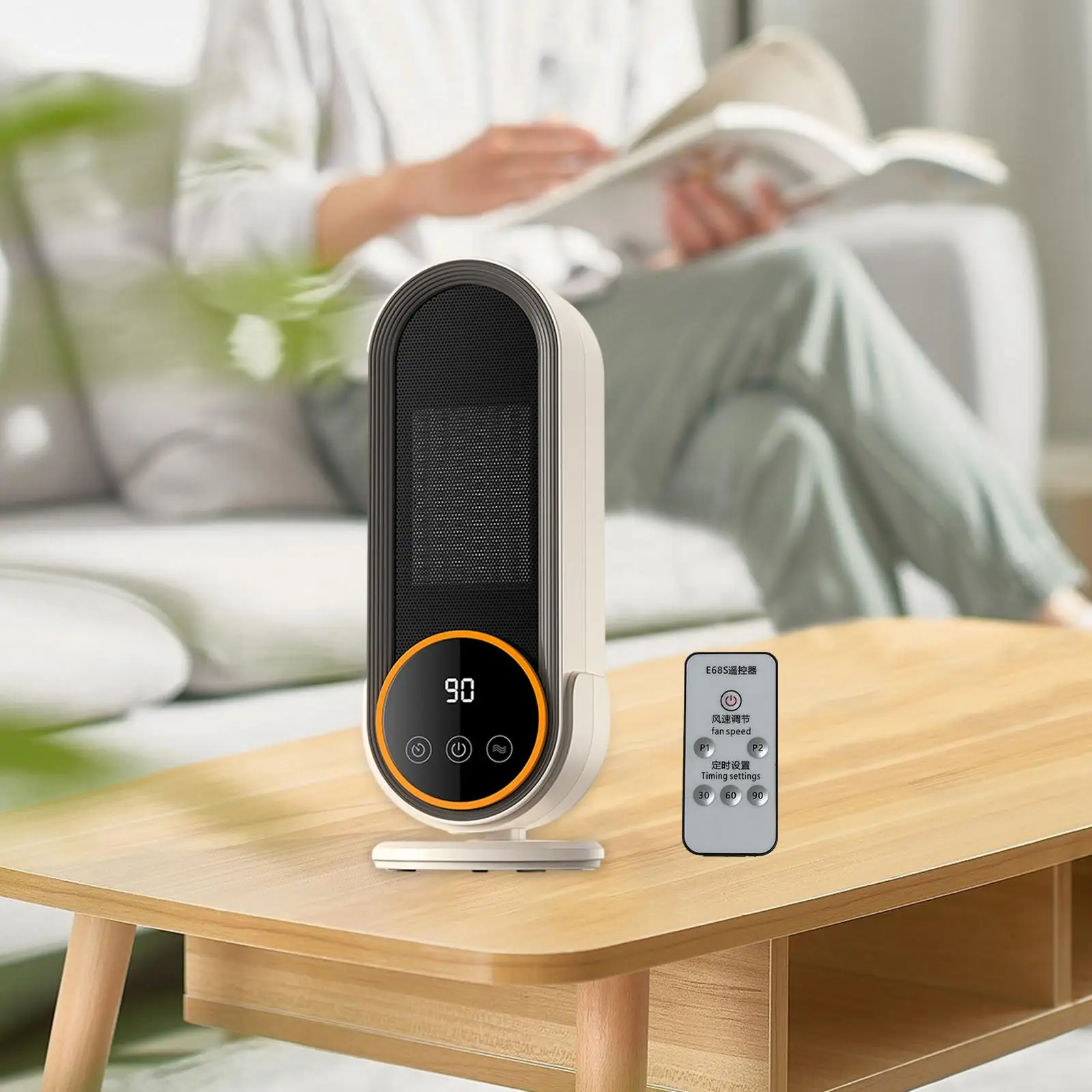 Calentador de espacio para habitación con Control remoto, calefacción rápida sin aspas, enchufe europeo de 220V, sin aspas, para escritorio de oficina, multiusos