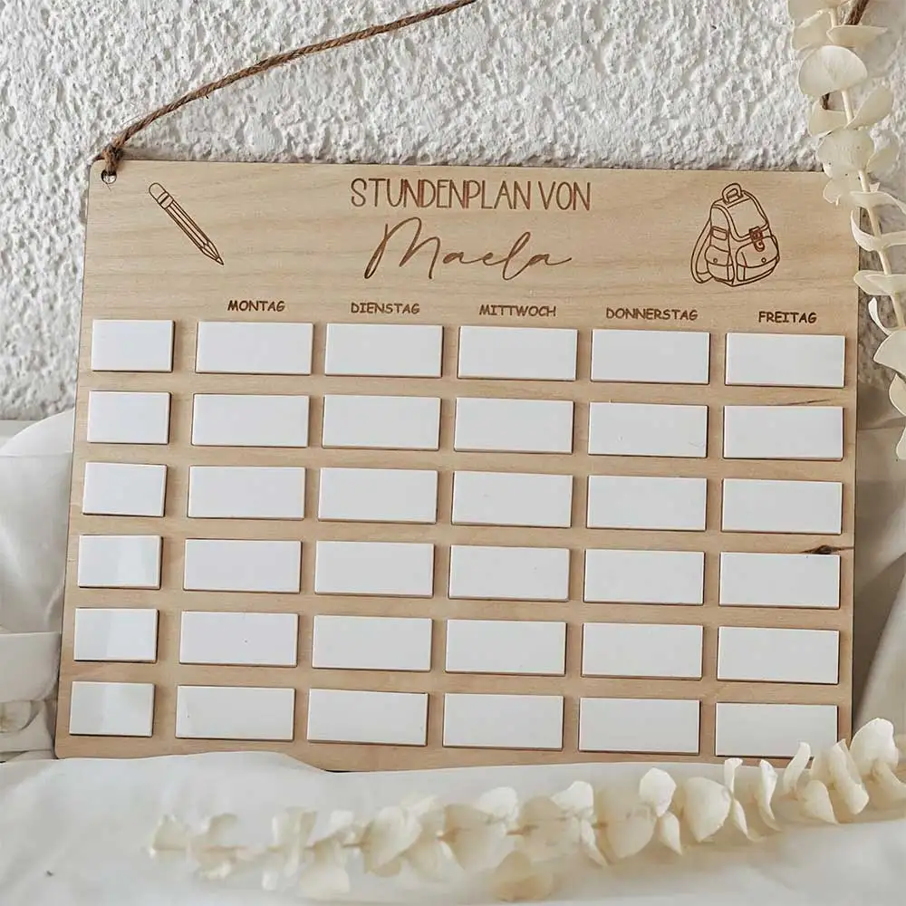 Horario Escolar Personalizado de Madera para Niños, Paneles Reutilizables, Regalo de Regreso a Clases, Decoración para Habitaciones Infantiles