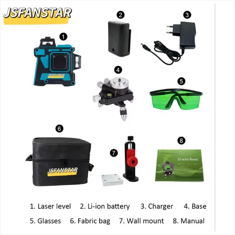 ATV3d 12 Lines Rechargeable Lithium 360 Rotary Laser Level Professional Green Adjustment System Long Distance