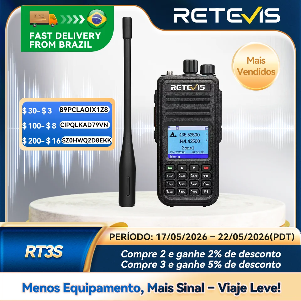 Foto detalhada de Retevis RT3S radio de comunicação DMR walkie talkie radio cominicador para bancada de manutencao B2B