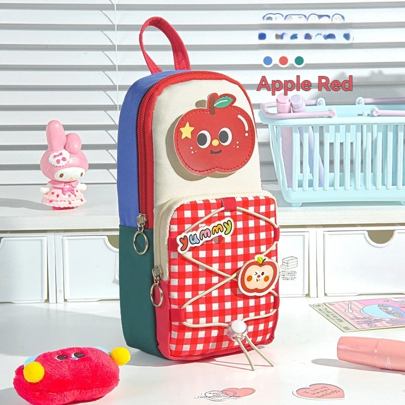 Geräumiges Federmäppchen für PrimVintage Kleine Schultasche – Farbblockiertes Federmäppchen mit hoher Optik, niedlich und groß