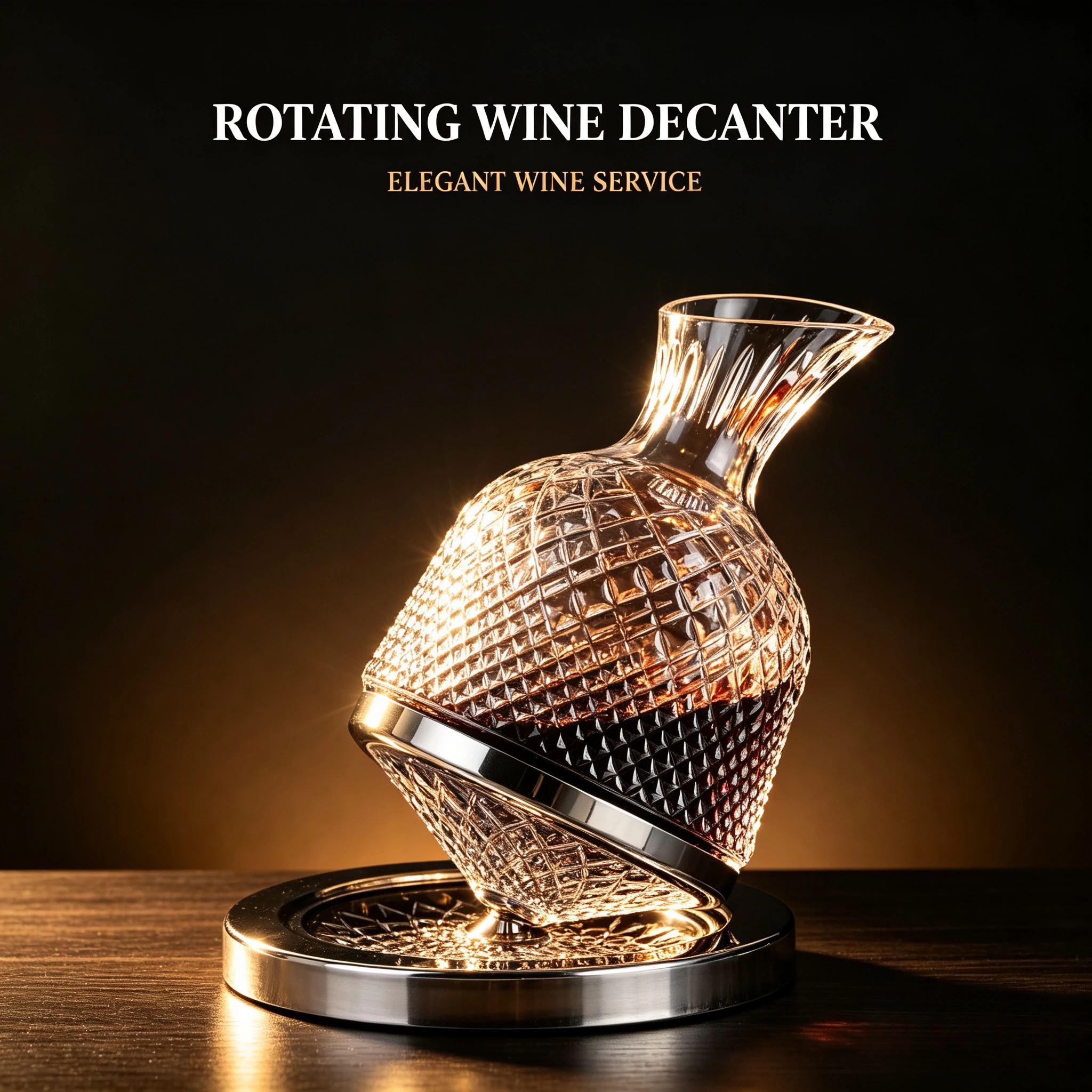 High end crystal glass 360 degree rotating decanter drum 1500ml decanter wine dispenser inflator mirror kettle decoration