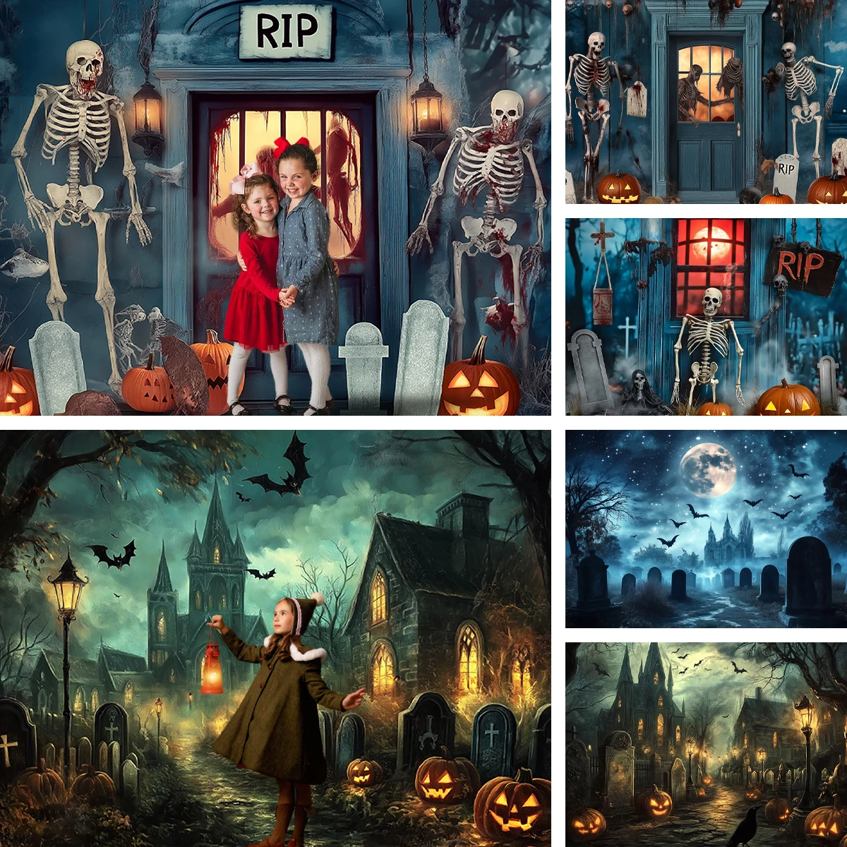

Halloween Vampire Cemetery Backdrops Child Baby Photo Prop Adult Kids Decors Photography Castle Skeleton Photo Studio Background