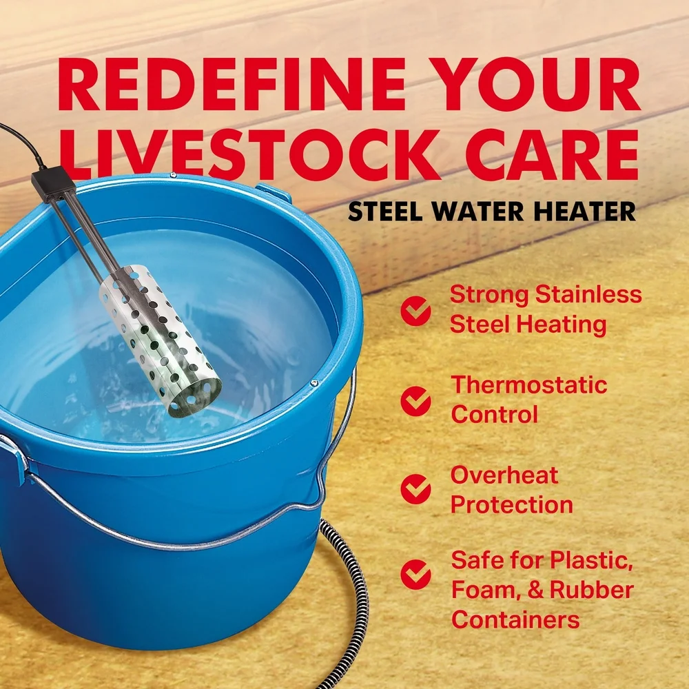 1000 واط سخان مياه ترموستاتي دلاء دلاء الفولاذ المقاوم للصدأ عنصر التدفئة الحماية من الحرارة الزائدة 6ft الحبل تصميم دائم