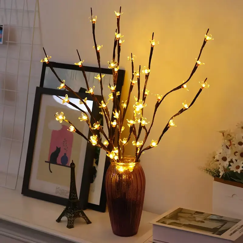

1/2PC Cherry Blossom Tree Branch 20LED Lights Battery-Powered Indoor Outdoor Lighting Ideal Decoration Fairy Lamp For Vases