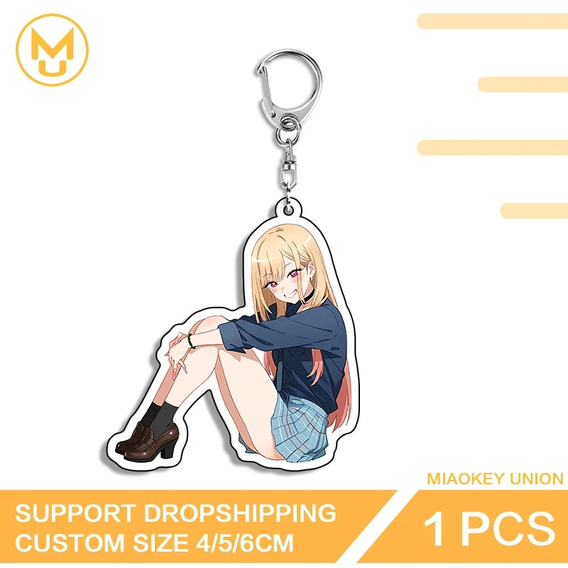Pretty Waifu Kitagawa Marin Versatile Alluring Artistic Sitting Posture Double Sided Keyring Elf Like Glaring Pretty Jewelry