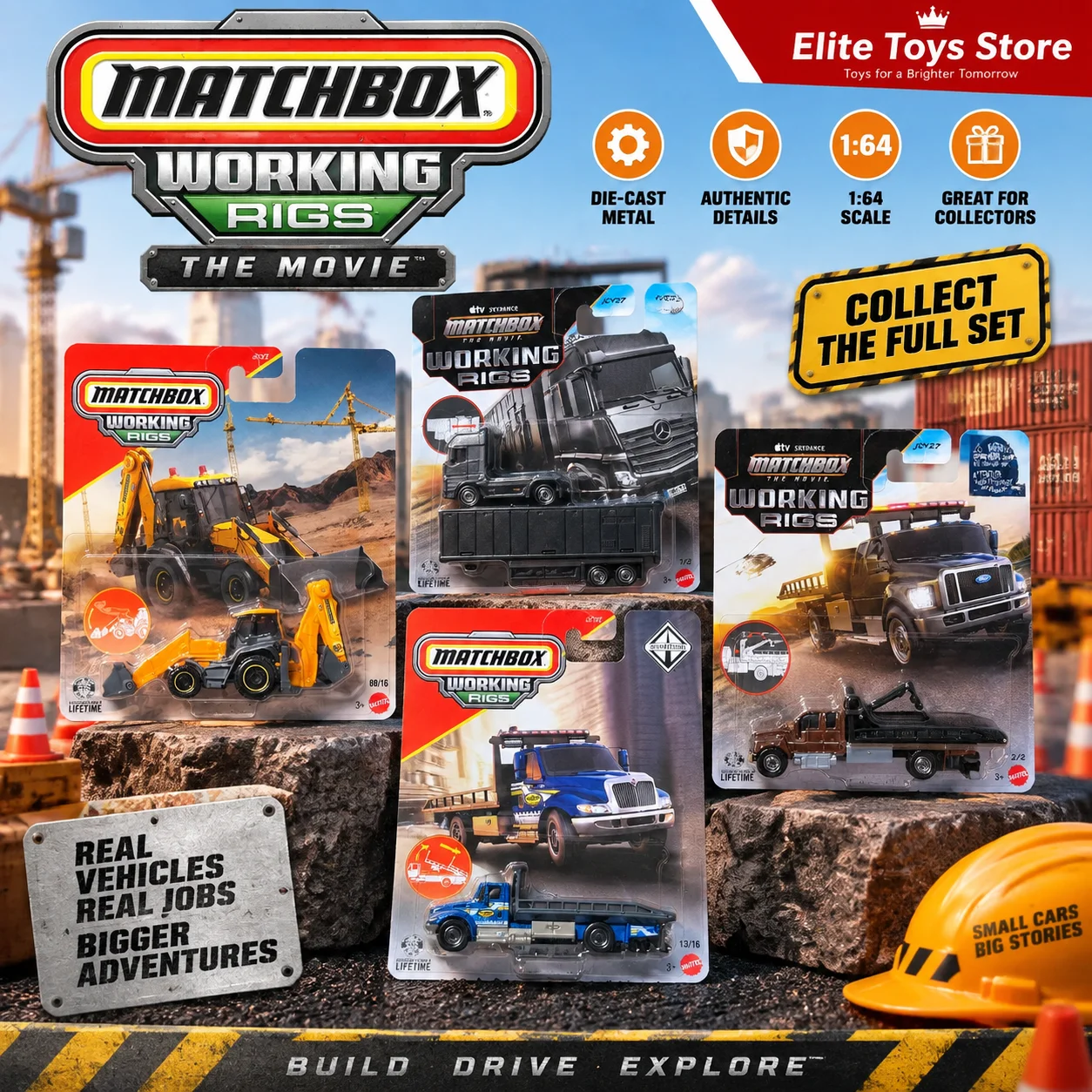 Matchbox The Movie JCY27 Mercedes Benz Actros Alloy 1:64 Diecast Truck Model Working Rigs Vehicle Collectible Display Toy Gift