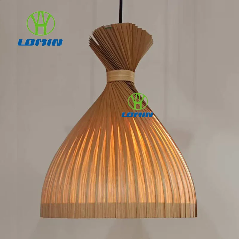 

New Wood Veneer Lampshade Pendant Lamp Wabi-sabi Log Vintage Style Living Room B&b Entrance Zen Tea Room Hotel Bedside Chandelie